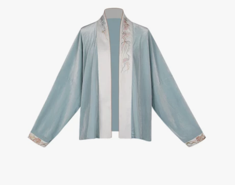 七月夕 风眠 宋制加绒呢子对襟绣花褙子直领...