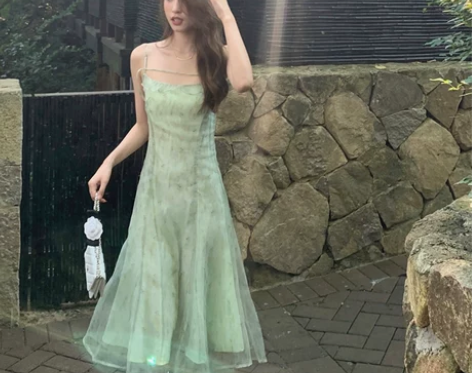 茶歇法式初恋温柔风连衣裙女夏季甜美复古气质...