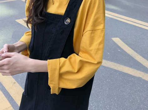 日系背带裙女设计感小个子牛仔连衣裙港风复古...