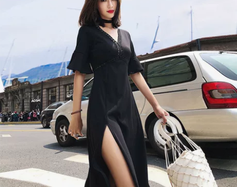 御姐范儿上新复古赫本冷淡风黑色赫本风长款可...