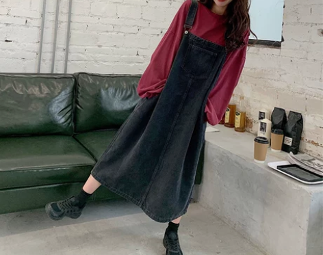 【天猫双12】2020秋季外穿港风牛仔背带...