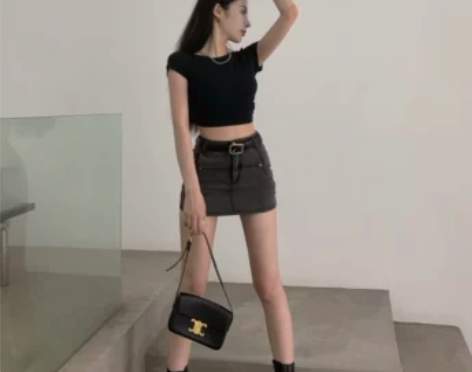 辣妹白色复古牛仔半身裙裤女夏季港风高腰a字...