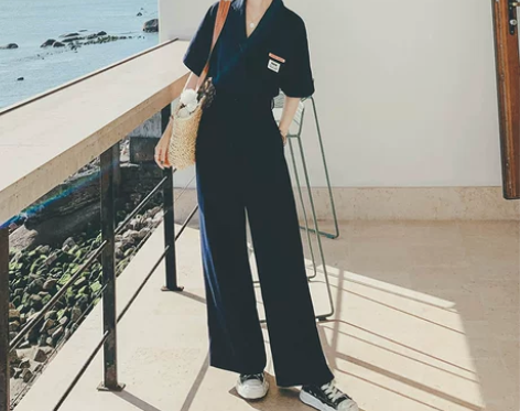 连体裤女夏长款2021新款高腰设计感小众休...