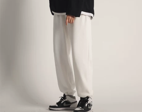 灰色卫裤男春夏薄款韩版潮流白色裤子宽松休闲...