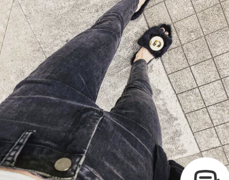 秋冬季加绒烟灰色牛仔裤女高腰弹力修身显瘦韩...
