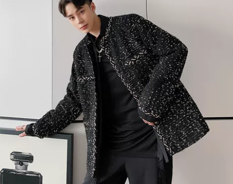 秋冬款小香风亮丝西服男士中性休闲西装发型师...