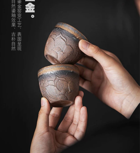 粗陶主人杯陶瓷茶杯单杯家用复古功夫茶具个人...