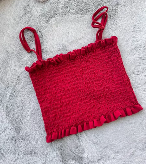 红色背心小吊带 打底衣 S码 九成新 感兴...