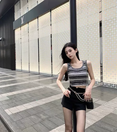 KATHI条纹渐变吊带背心女2022早春内...