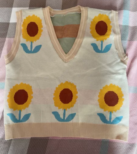 秋冬太阳花针织背心 S-M 横宽：48cm...