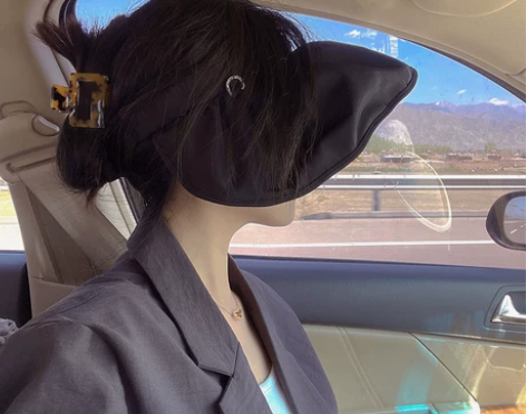 侧面cm黑胶贝壳帽子女夏空顶防晒帽遮阳太阳...