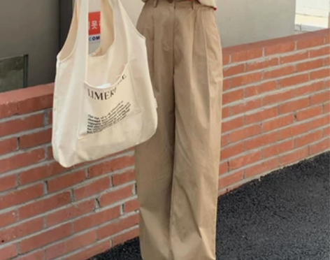 卡其色休闲工装裤子女夏季薄款棉麻高腰直筒裤...