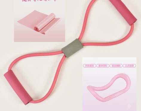 8字拉力器背部训练器橡筋弹力绳家用肩颈拉伸...