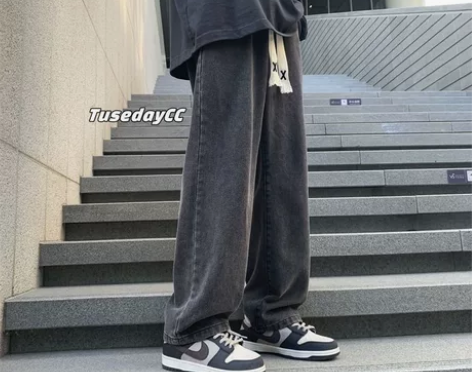 美式高街复古牛仔裤男2022秋季新款宽松裤...