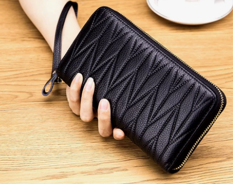 全新真皮风琴钱包,女长款大容量真皮拉链rf...