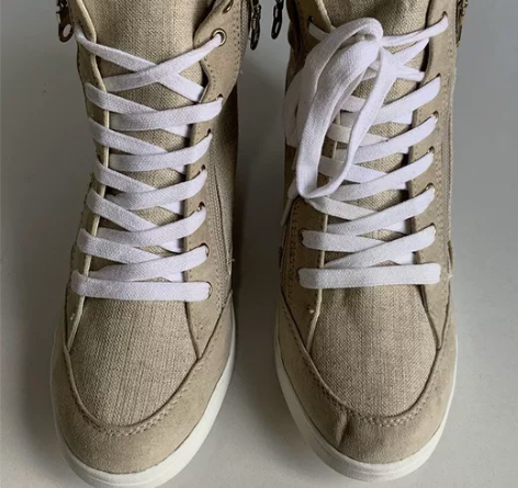 内增高系带高帮女鞋2022年秋冬季中跟鞋，...