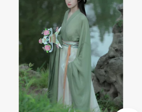 魏晋制南北朝绿色汉服古装女广袖流仙裙仙气飘...