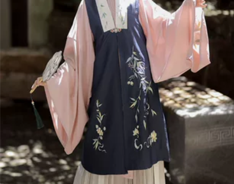 汉服檀香阁原创汉服冷竹篱比甲立领印花裙子中...