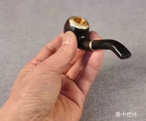 手工实木乌木小烟斗老式滤弯式男士烟斗烟带滤...