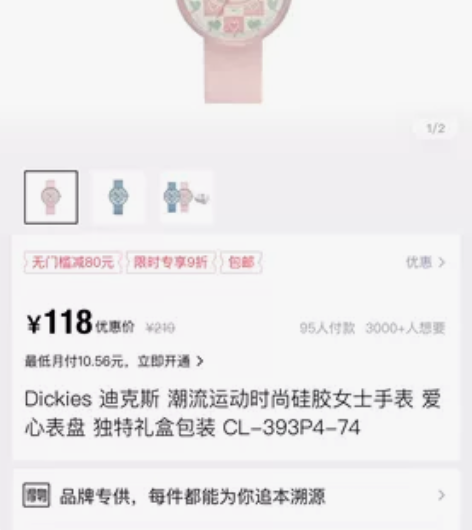 Dickies迪克斯潮流运动时尚硅胶女士手...