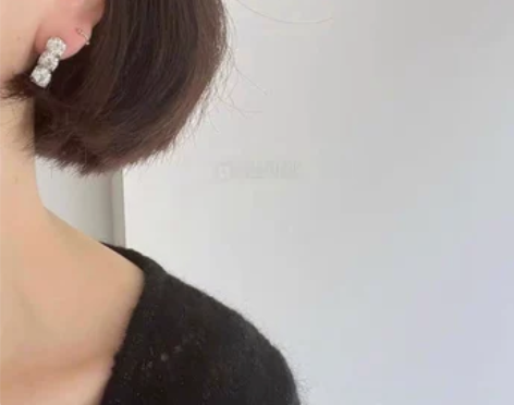 自制22新款韩国小众新品镶钻珍珠耳钉银色 ...