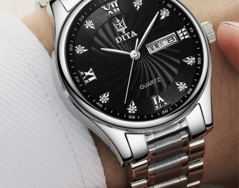迪塔手表男女士精钢带情侣防水石英女表男表学...