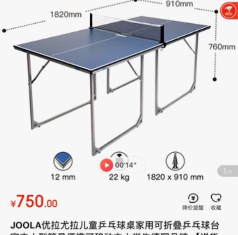 出售尤拉乒乓球台 有网 有球 拍子 适合小...
