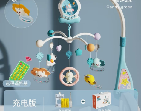 宝宝音乐床铃婴儿新生益智床头旋转摇铃悬挂安...