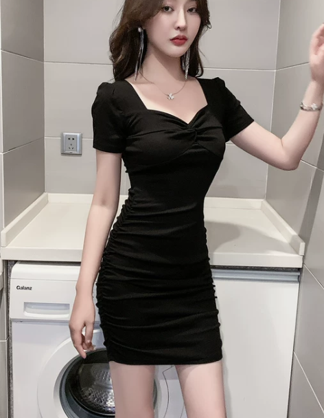 夜 店女装低胸方领性感连衣裙女夜总店辣妹抽...