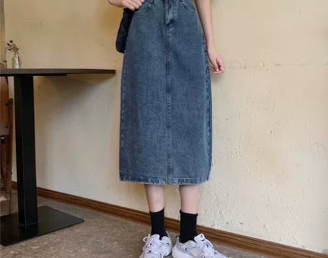 高腰牛仔半身裙女装夏季2022年新款设计感...