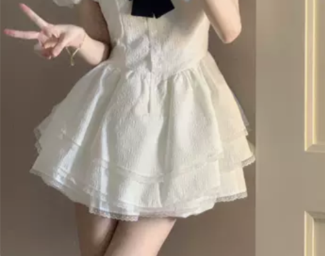 ?【顺丰包邮】小个子海军领蓬蓬裙女夏季法式...