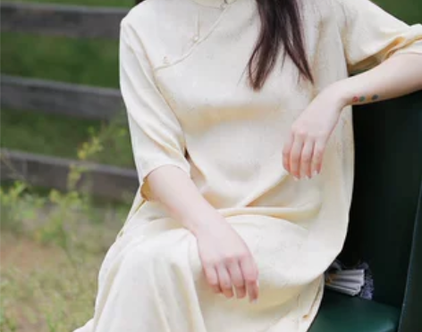 ?22春夏棉麻女装文艺复古提花改良旗袍中长...