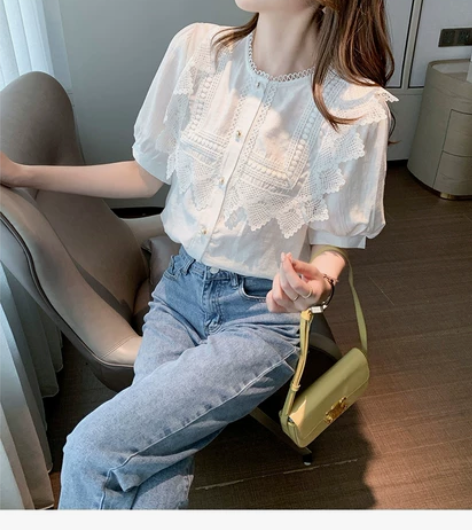 淑女日记  蕾丝宫廷风女款短袖夏 专柜购买...