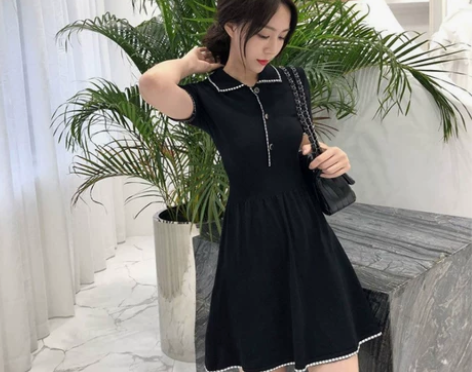 极简主义sukol裙子小清新Polo冰丝针...