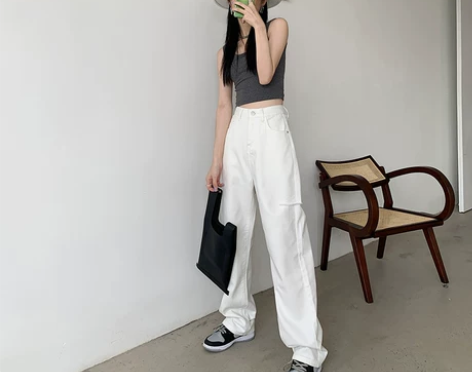 白色破洞牛仔裤女2021夏季新款ins潮高...
