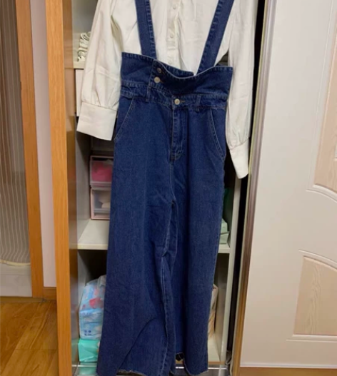 森林鸟背带裤 阔腿裤 牛仔裤 高腰裤 直筒...