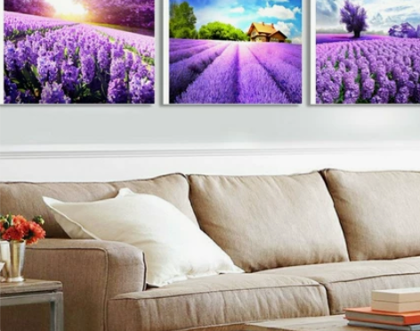 装饰画 三联画 薰衣草 规格是70cm*7...