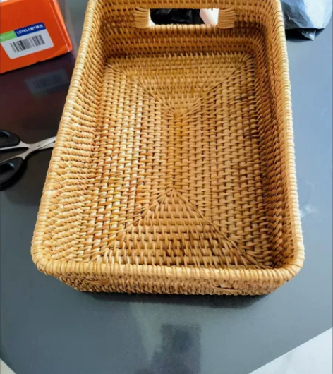 越南藤编收纳筐 日式桌面收纳盒 装零食 玩...