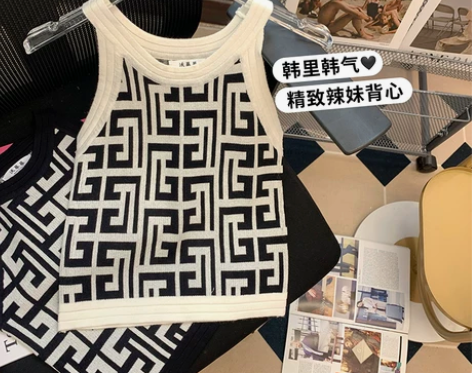 一线大品牌外贸货出口剪标撤柜复古风拼色无袖...