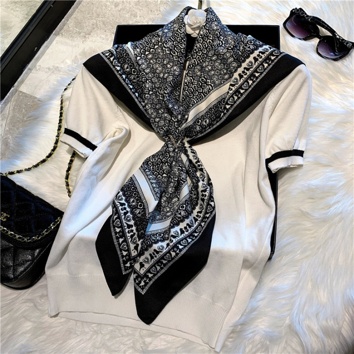 90CM百搭洋气韩版丝巾女装饰大方巾春秋薄...