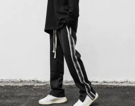 欧美街头潮流百搭黑白渐变织带拼接拉链开叉垂...