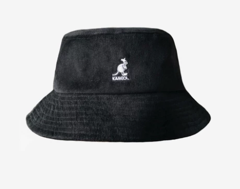 袋鼠刺绣灯芯绒黑色渔夫帽,黑色百搭款,可以...