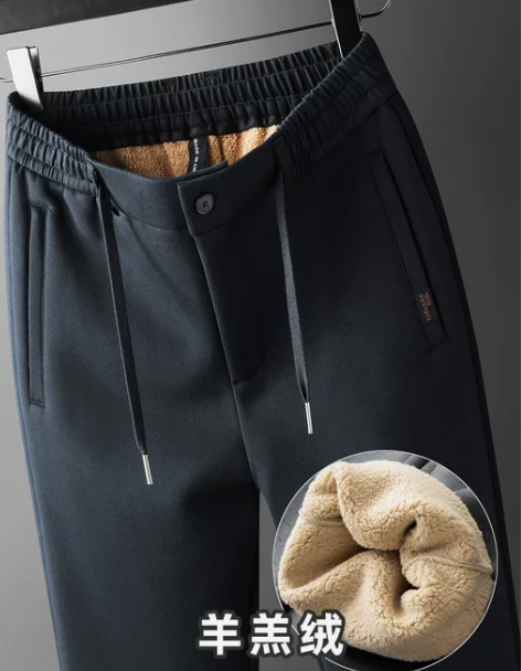 羊羔绒裤子男秋冬款保暖男裤加厚加绒运动裤爸...