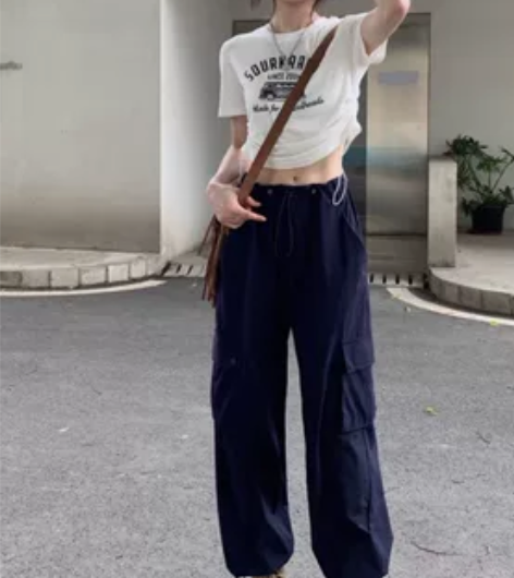 超级舒服的裤子 复古辣妹 藏蓝色 m码 穿...