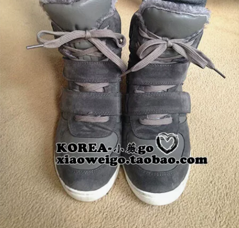 韩国代购 好品质的加厚内增高鞋 灰色 S（...