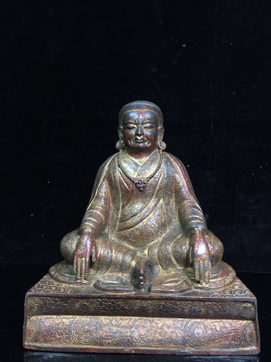 古玩古董老物件旧藏纯铜宗喀巴大师上师佛铜佛...