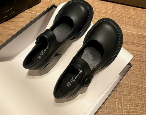 MONA同款赫本玛丽珍鞋女中跟复古日系大头...