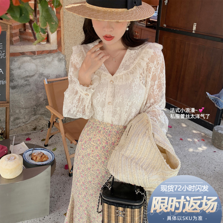 小个子杰妮 网纱内搭蕾丝衫2021年新款洋...