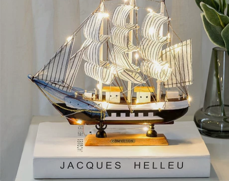 帆船模型摆件带灯木质工艺船一帆风顺男毕业生...