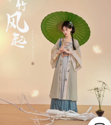 七月夕【听竹风起】汉服三件套M码没有合围裙...